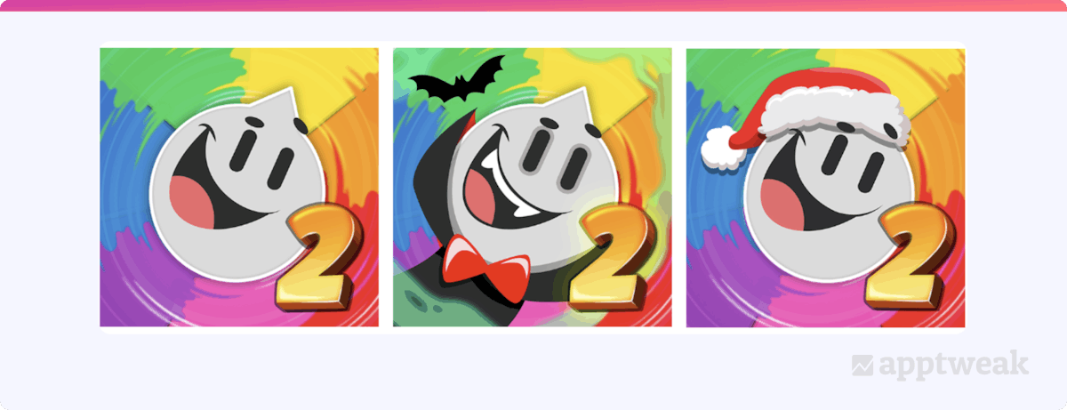 Trivia Crack 2 app icon updates for Halloween and Christmas
